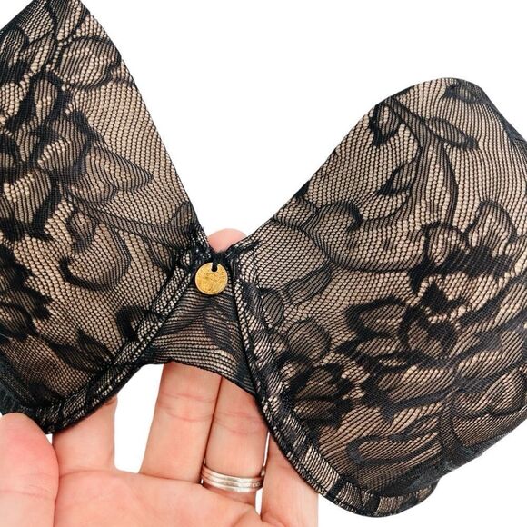 Natori Calais Contour Underwire Floral Bra black lace overlay size 32DD - Picture 3 of 6